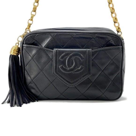 CHANEL Matelasse ChainShoulder Fringe Lambskin Black - Picture 1 of 14